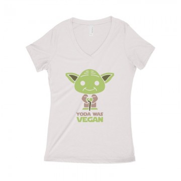 Yoda was vegan Női póló V kivágott