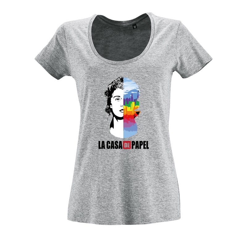 Stockholm City & Face O nyakú női póló