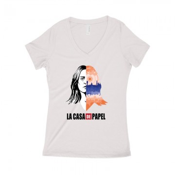 Lisszabon City & Face Női póló V kivágott