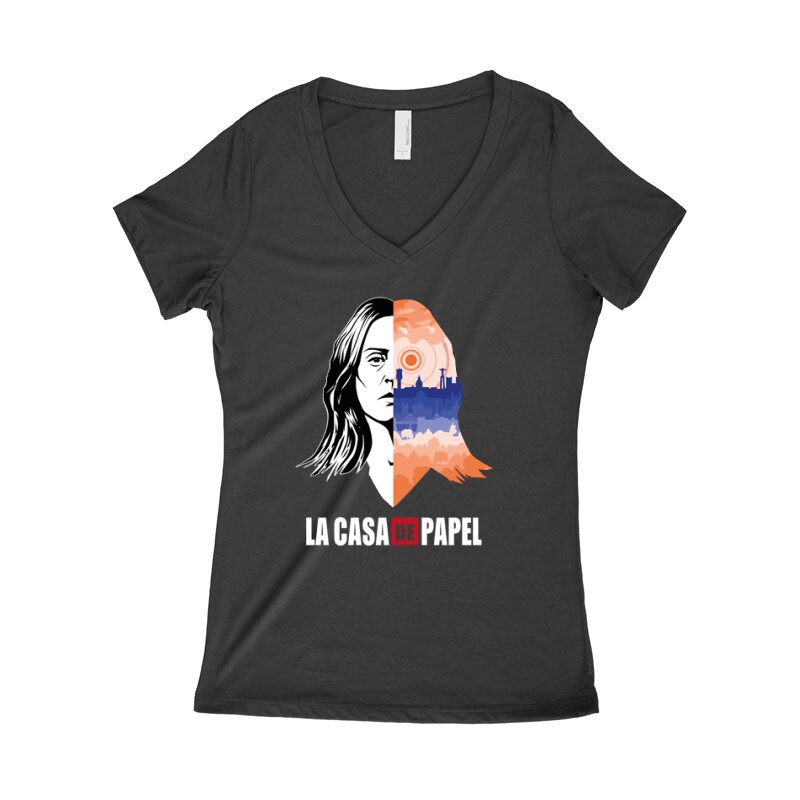 Lisszabon City & Face Női póló V kivágott