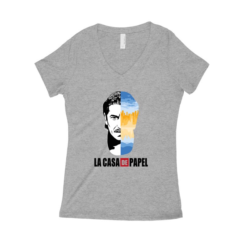 Marseille City & Face Női póló V kivágott