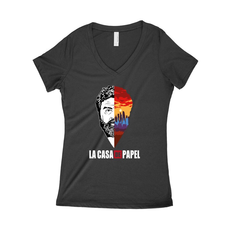 Moszkva City & Face Női póló V kivágott