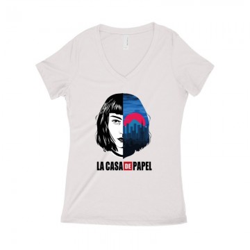 Tokyo City & Face Női póló V kivágott