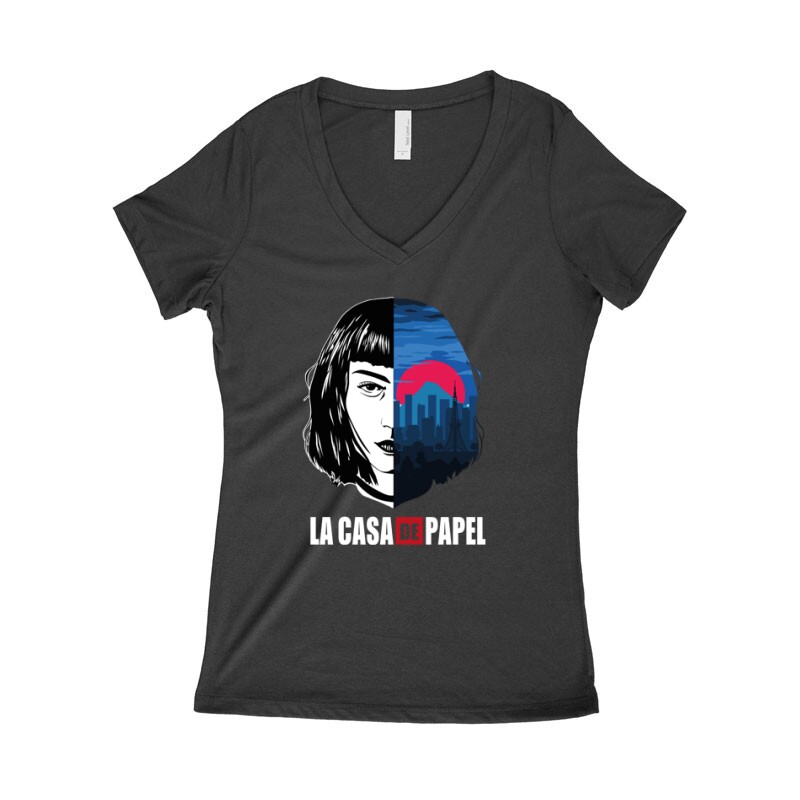 Tokyo City & Face Női póló V kivágott