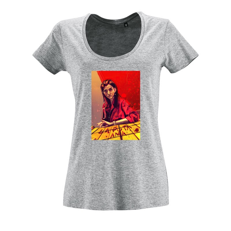 La Puta Ama O nyakú női póló