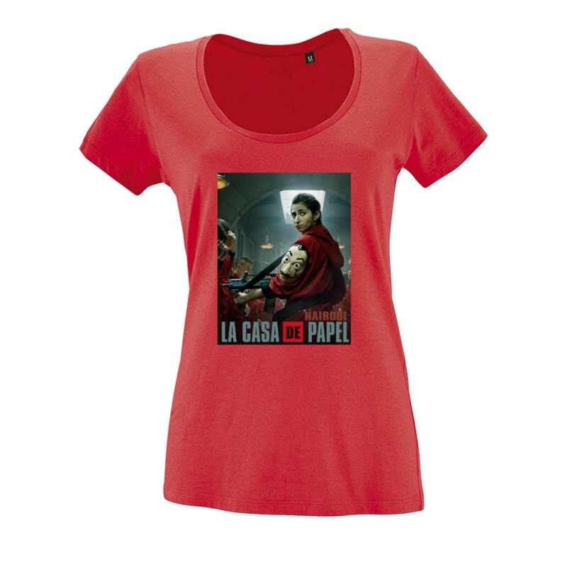 Nairobi with gun O nyakú női póló