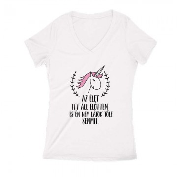 Az élet itt áll előttem Női V Kivágott póló