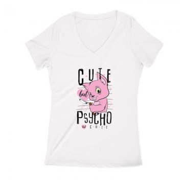 Cute But Psicho But Cute Női V Kivágott póló