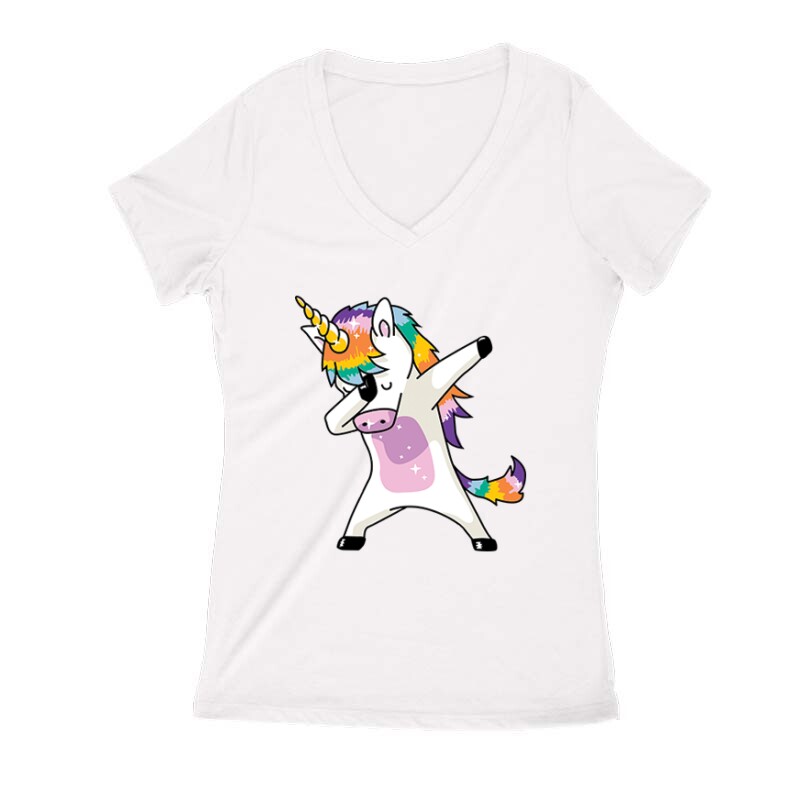 Dabbing Unicorn Női V Kivágott póló
