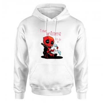 I Love Unicorns (Deadpool) Unisex Kapucnis Pulcsi