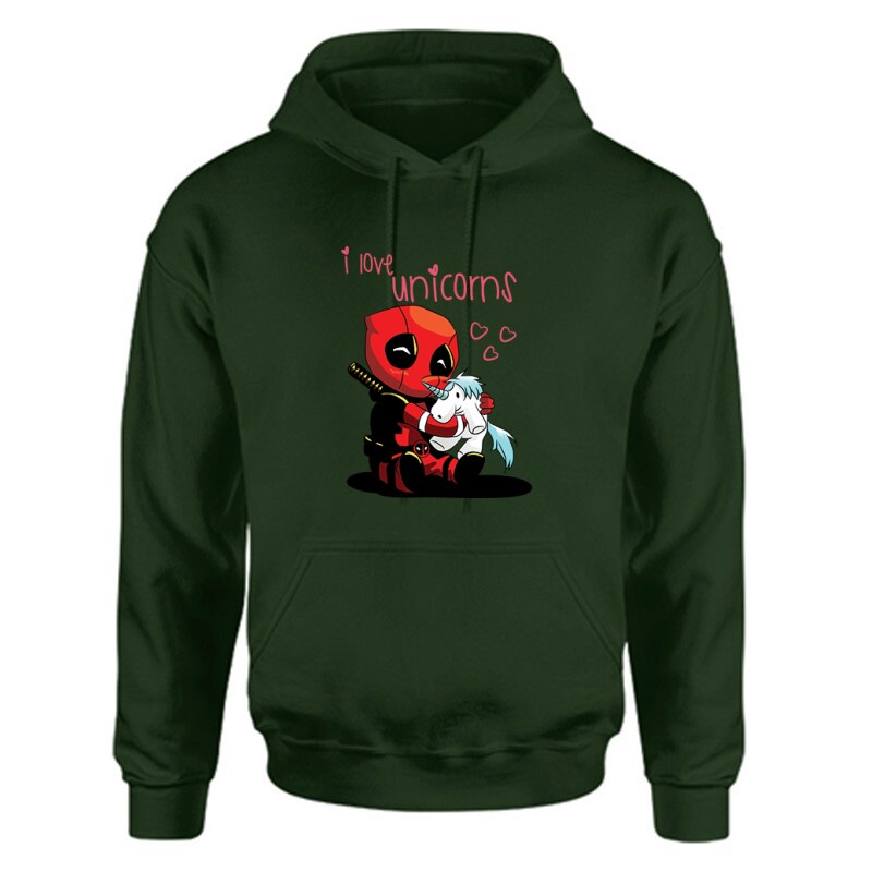 I Love Unicorns (Deadpool) Unisex Kapucnis Pulcsi
