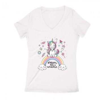 Dream Like a unicorn Női V Kivágott póló