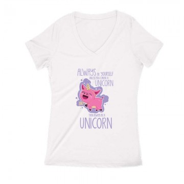 Always be a unicorn Női V Kivágott póló