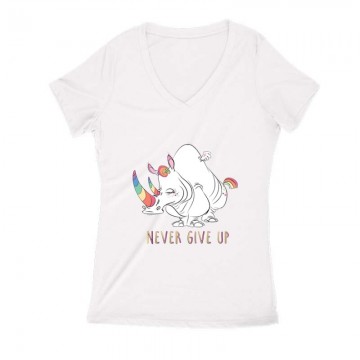Never Give Up Női V Kivágott póló