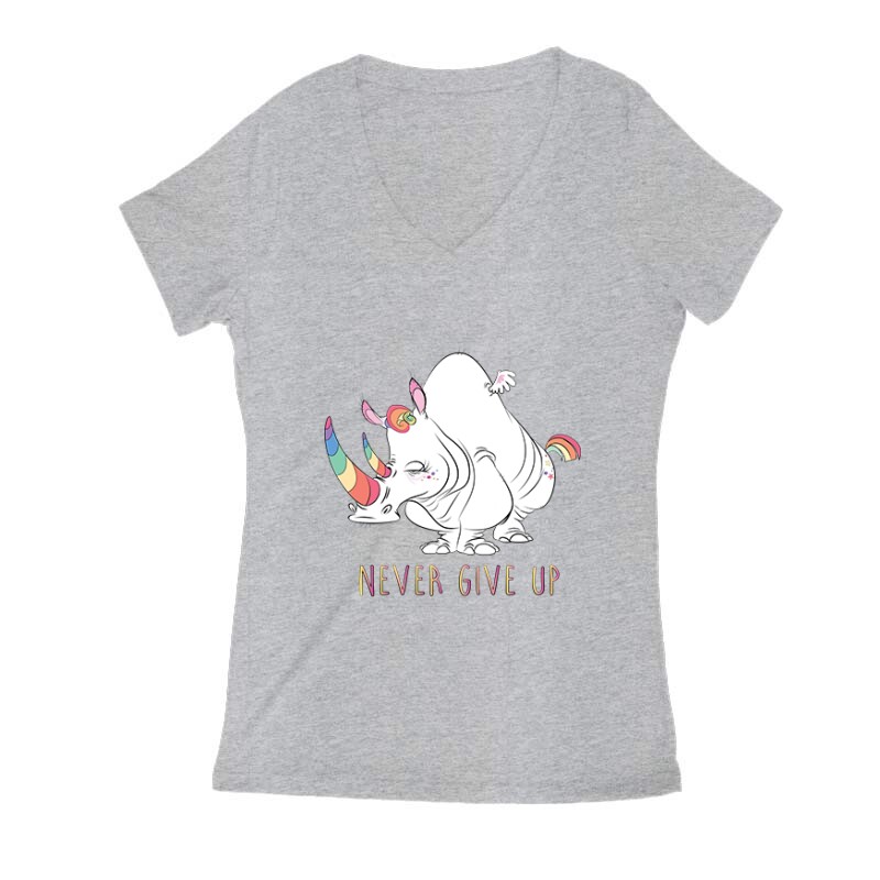 Never Give Up Női V Kivágott póló