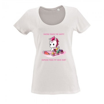 Baking Makes Me Happy Női O Nyakú Póló