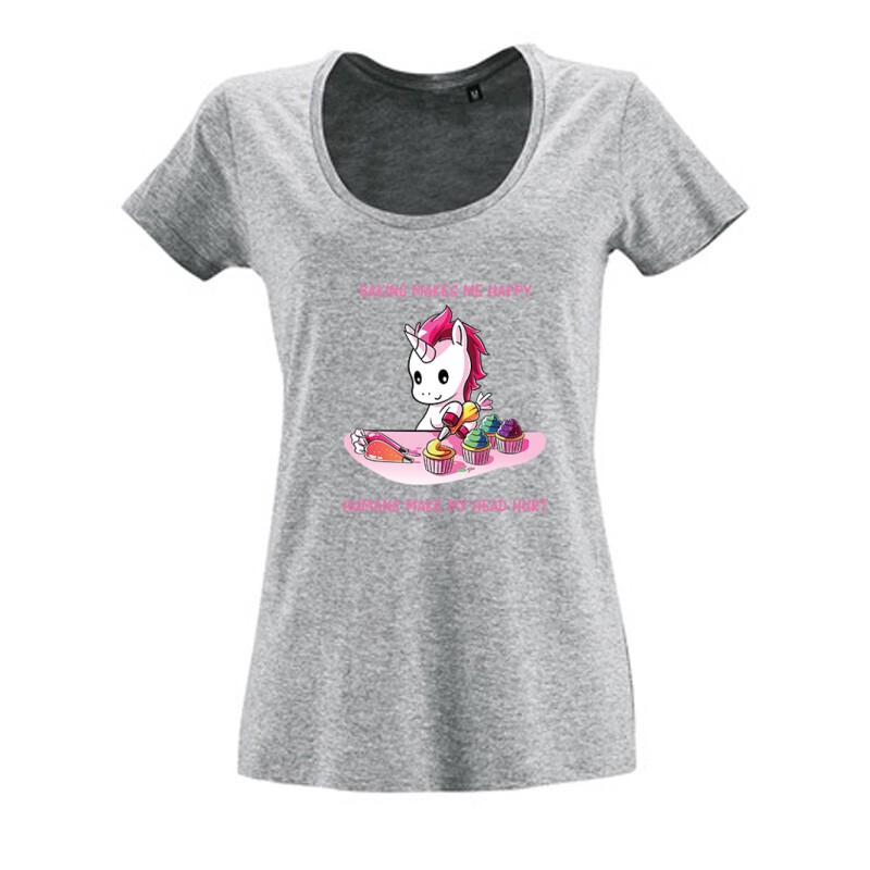 Baking Makes Me Happy Női O Nyakú Póló