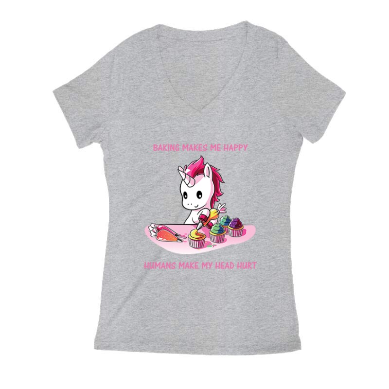 Baking Makes Me Happy Női V Kivágott póló