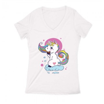 Sweet Unicorn Női V Kivágott póló