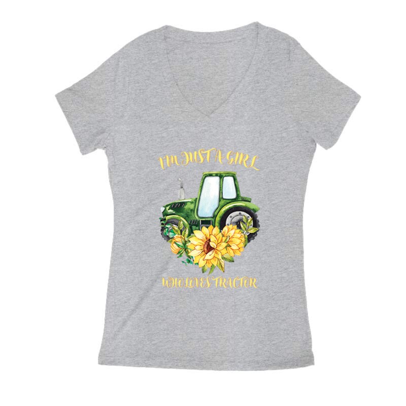 Just A Girl Who Love Tractor Női V Kivágott póló