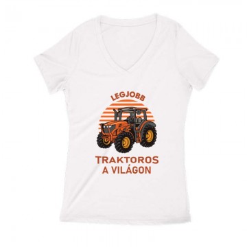 Legjobb Traktoros a Világon Női V Kivágott póló