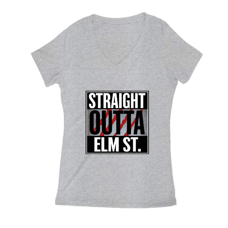 Straight Outta ELM ST. Női V Kivágott póló