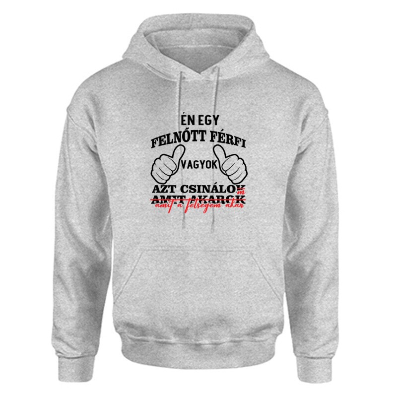 Felnőtt Férfi Unisex Kapucnis Pulcsi