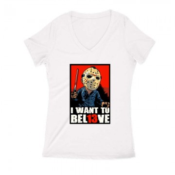 I want to BEL13VE Női V Kivágott póló