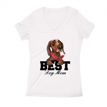 Best Dog Mom Női V Kivágott póló
