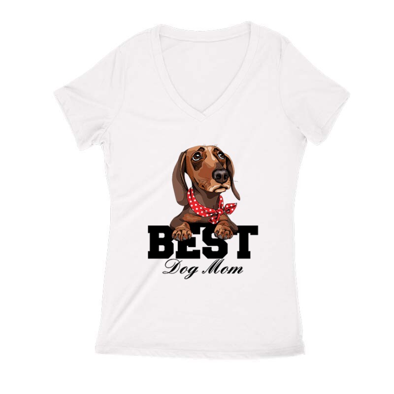 Best Dog Mom Női V Kivágott póló
