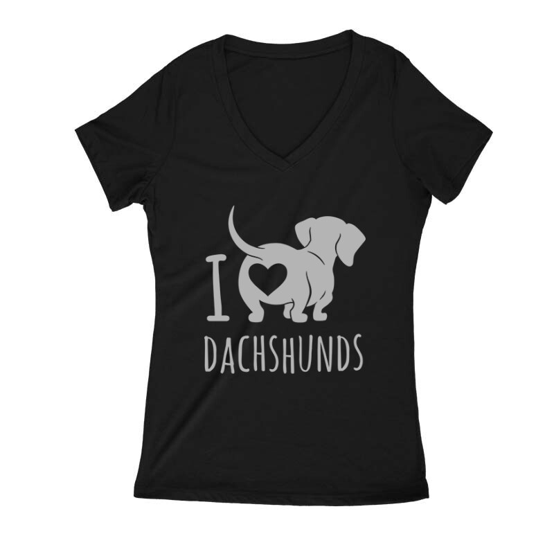 I Love Dachshund Női V Kivágott póló