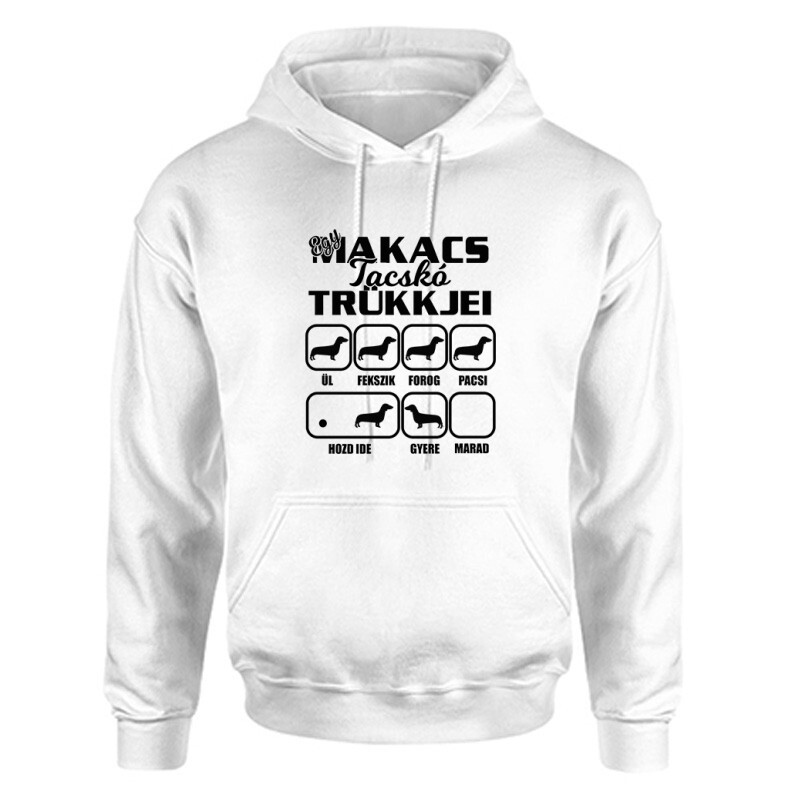 Egy Makacs Tacskó Trükkjei Unisex Kapucnis Pulcsi