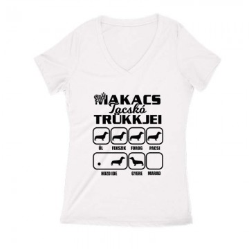 Egy Makacs Tacskó Trükkjei Női V Kivágott póló
