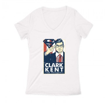 Clark Kent For President Női V Kivágott póló
