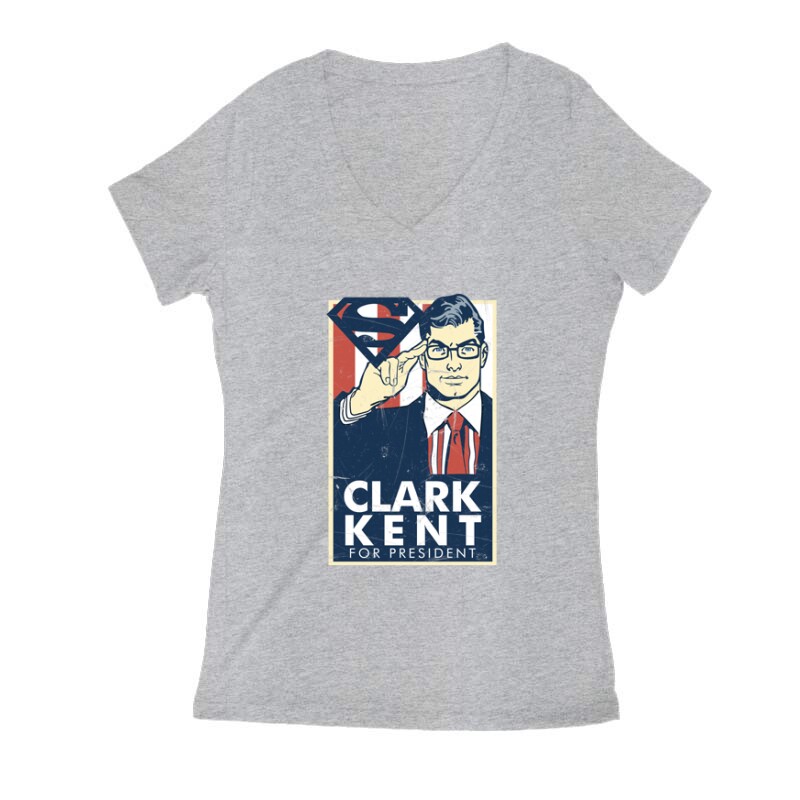 Clark Kent For President Női V Kivágott póló