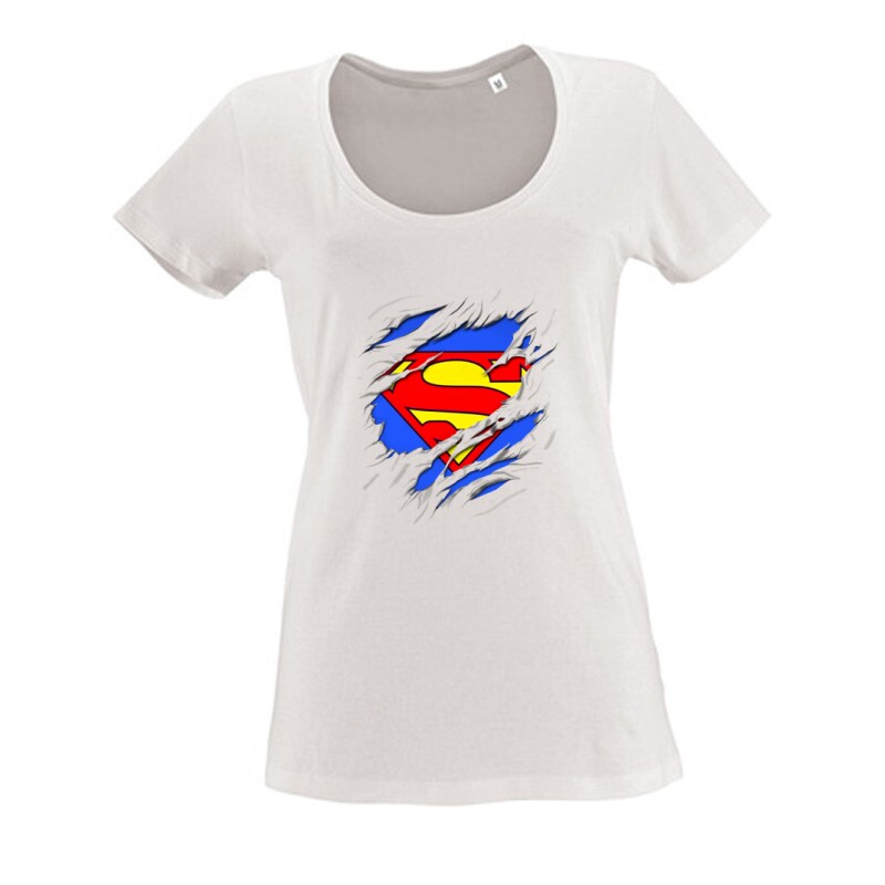 Superman tépett Női O Nyakú Póló