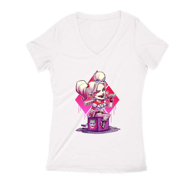 Harley Quinn ütövel Női V Kivágott póló