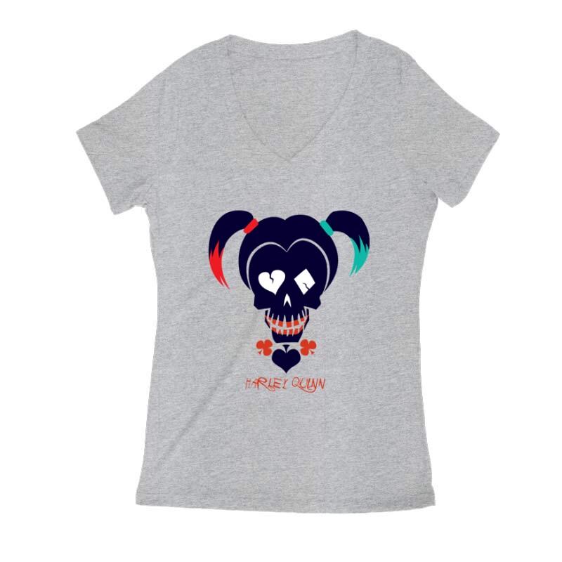 Harley Quinn logó Női V Kivágott póló