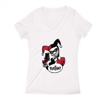 Harley Quinn Puddin Női V Kivágott póló