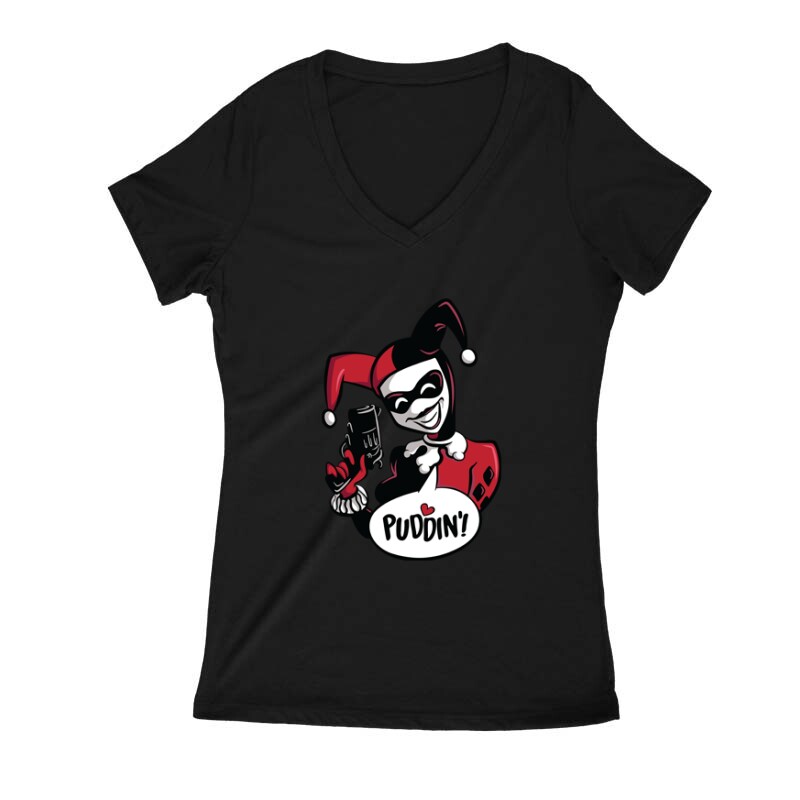 Harley Quinn Puddin Női V Kivágott póló