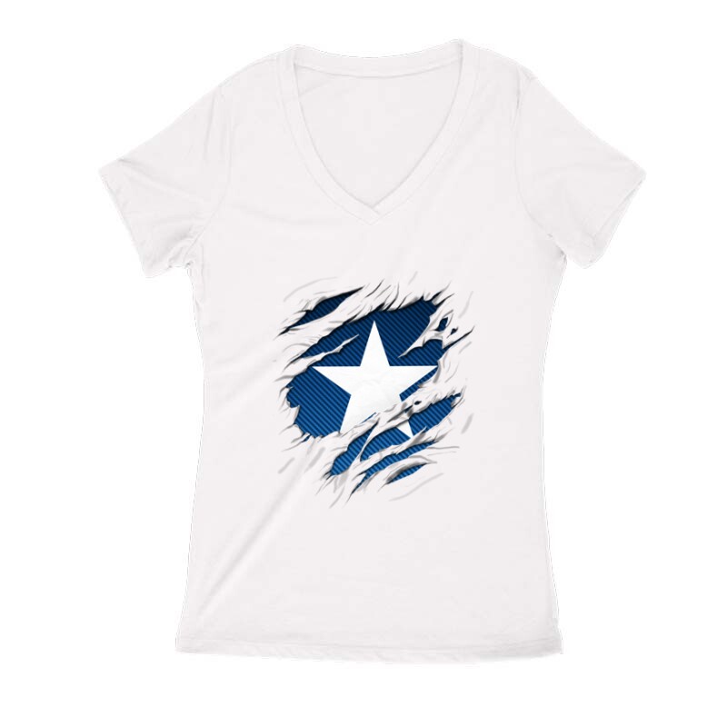 Amerika kapitány tépett Női V Kivágott póló