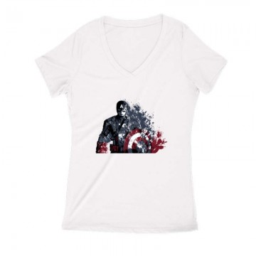 Captain America Worn Női V Kivágott póló