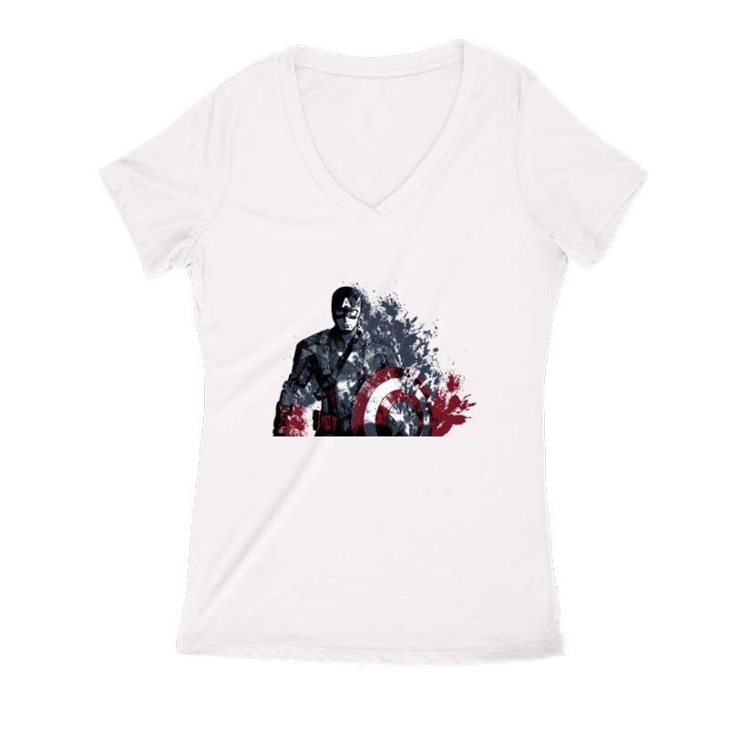 Captain America Worn Női V Kivágott póló