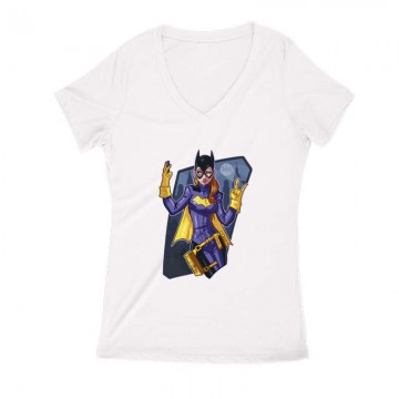 Batgirl selfie Női V Kivágott póló