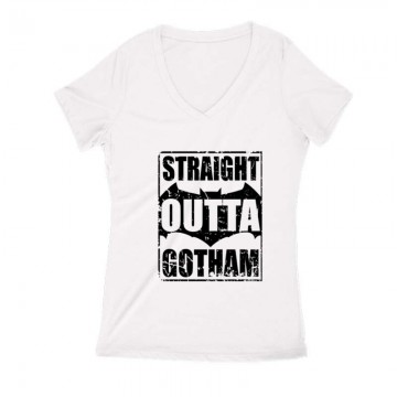Straight Outta Gotham Női V Kivágott póló