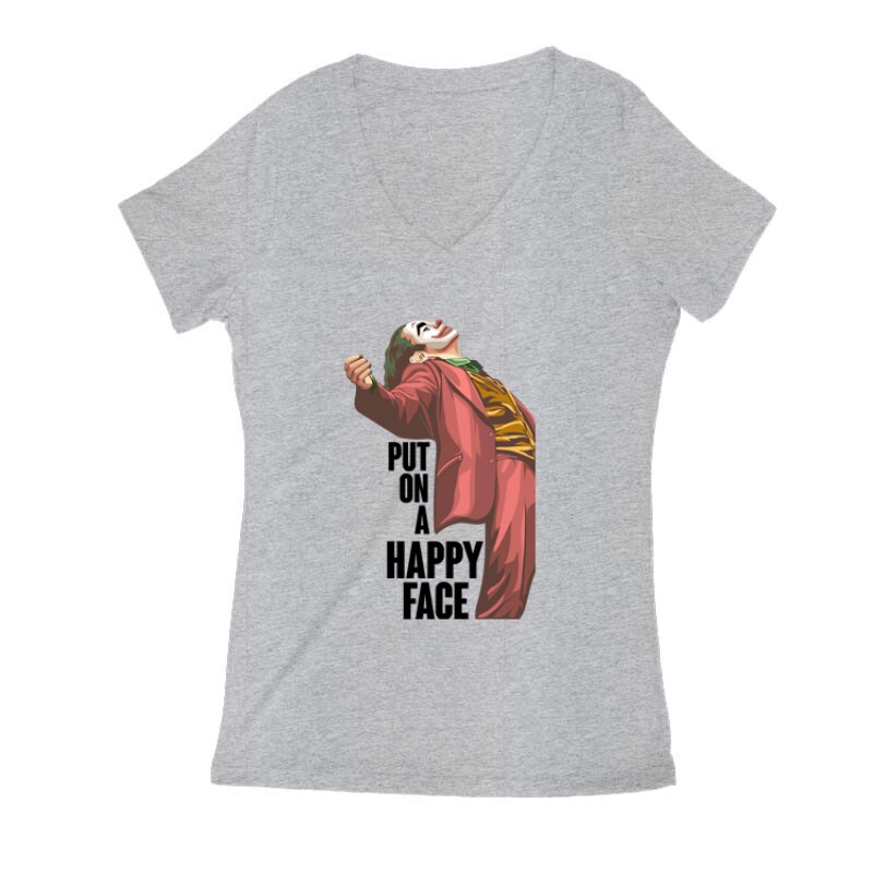 Put On a Happy Face (full body) Női V Kivágott póló
