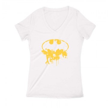 Batman logó splatter Női V Kivágott póló