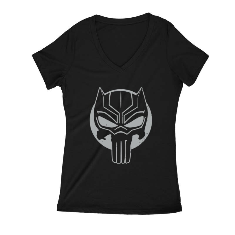 Black Panther Punisher style Női V Kivágott póló