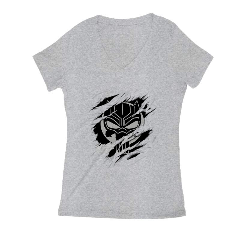 Black Panther tépett Női V Kivágott póló