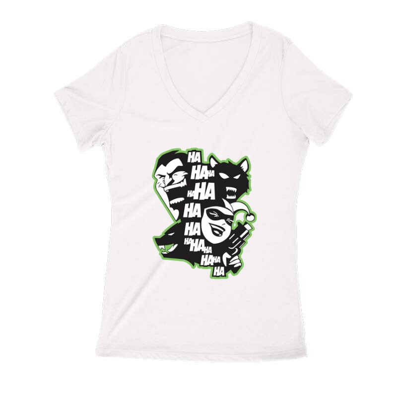 Joker Harley HA HA HA Női V Kivágott póló
